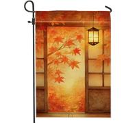 Bandiera da giardino in foglia d'acero autunnale, bandiera di benvenuto autunno arancione caldo, bandiera decorativa a doppia faccia per prato all'aperto per la stagione del raccolto, decorazione
