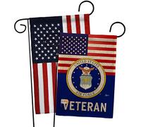 Bandiera da giardino in iuta per veterani dell'aeronautica americana, confezione da applicazione ufficiale USAF United States American Military Retire Official USA - Decorazione per la casa,