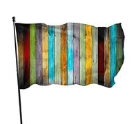 Bandiera da giardino in legno creativo 3x5 FT Colori vintage Arcobaleno Boschi Copia spazio Tavola divertente in mazzi Bandiere da cortile in poliestere Casa Patio Prato Striscione di auguri per est