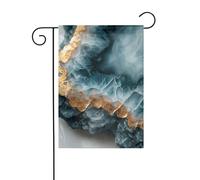 Bandiera da giardino in marmo blu chiaro oro verde smeraldo 30 x 45 cm verticale su entrambi i lati fattoria vacanze decorazioni esterne bandiera cortile