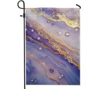 Bandiera da giardino in marmo viola, elegante bandiera dorata astratta per la decorazione della casa, bandiera in tessuto su entrambi i lati, decorazione per vacanze all'aperto, 30,5 x 45,7 cm