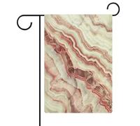 Bandiera da giardino in pietra marmorizzata rossa rosa e crema per vacanze stagionali su entrambi i lati per casa cortile bandiere esterne 30,5 x 45,7 cm