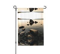 Bandiera da giardino in pietra zen su entrambi i lati, 71 x 101,6 cm (leggera), vivace stampa su tutta la superficie, decorazione per cortile, giardino, terrazza o portico