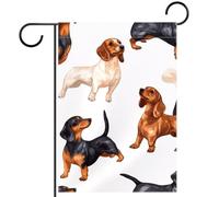 Bandiera da giardino in poliestere, 30 x 45 cm, bandiera di benvenuto per decorazioni estive, vacanze, esterni, carini cani bassotto Wiener