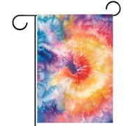 Bandiera da giardino in poliestere artistica 30 x 45 cm, bandiera di benvenuto per decorazioni esterne in fattoria estiva, vacanze, acquerello, tintura a nodi
