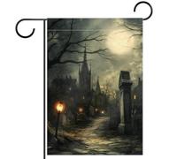 Bandiera da giardino in poliestere artistica 30 x 45 cm, bandiera di benvenuto per decorazioni esterne in fattoria estiva, vacanze, notte città di Halloween