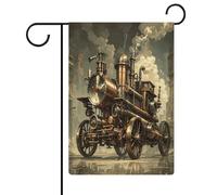 Bandiera da giardino in stile steampunk, cartello di benvenuto su entrambi i lati, piccole bandiere personalizzate per piscina, cortile, decorazione da parete per la casa, 32 x 47 cm