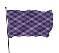 Bandiera da giardino in tartan a scacchi viola 3x5 FT Croce astratta trippa Viola chiaro Colore scuro Poliestere Bandiere da cortile Casa Patio Prato Striscione di auguri per interni ed esterni