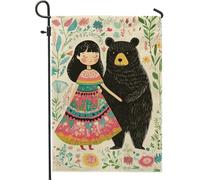Bandiera da giardino in tela di iuta double face per ragazza, bandiera floreale colorata, decorazione per la casa, primavera e l'estate, decorazione per la casa, per la cameretta dei bambini, 30,5 x