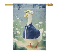 Bandiera da giardino in tela di iuta per primavera ed estate, blu e bianco, adorabile animale per la decorazione della casa, bandiera da cortile double face in iuta, decorazione per prato all'aperto