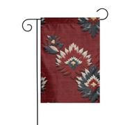 Bandiera da giardino in tessuto tribale rosso con texture rustica 30 x 45 cm verticale su entrambi i lati per fattoria vacanze esterne decorazioni da cortile bandiera