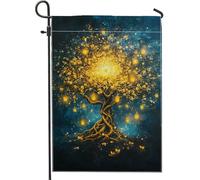 Bandiera da giardino incantata autunnale, albero dorato con lanterne, decorazione per la casa e per esterni, in tessuto su entrambi i lati, decorazione stagionale per feste autunnali, 30,5 x 45,7 cm