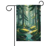 Bandiera da giardino incantata fantasia su verde scuro bandiera da giardino su entrambi i lati, nessuna dissolvenza, bandiere di benvenuto, 30,5 x 45,7 cm, decorativa, piccola bandiera da cortile