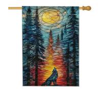 Bandiera da giardino invernale al chiaro di luna, con silhouette di lupo blu, decorazione per esterni, in tessuto su entrambi i lati, per la decorazione della casa e delle vacanze, 71 x 101 cm