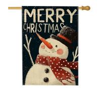 Bandiera da giardino invernale con pupazzo di neve, con personaggio carino, striscione decorativo per la casa, in iuta su entrambi i lati, decorazione per cortile, vacanze, esterni, prato, 71 x 101 cm