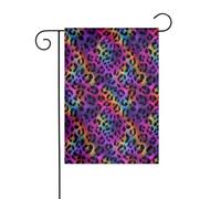 Bandiera da giardino iridescente perlescente arcobaleno leopardo 30 x 45 cm verticale su entrambi i lati per fattoria vacanze decorazioni esterne bandiera cortile