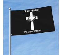 Bandiera Da Giardino It'S Not Religion It'S A Relationship-Jesus Bandieradacortile Antivento Bandiere Decorative Colore Vivido Bandierada Balcone Per Celebrazioni Feste Festival 90X152CM