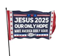 Bandiera da giardino Jesus 2025 Our Only Hope 2x3, bandiera stendardo cristiano di Cristo, arazzo per decorazioni esterne, senza asta portabandiera. Rendi l'America di n devota.