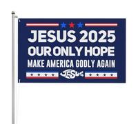 Bandiera da giardino Jesus 2025 Our Only Hope 3x5 Rendi di n l'America devota, striscione, bandiera cristiana di Cristo, arazzo per decorazioni esterne, senza asta, bifacciale