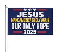 Bandiera da giardino Jesus 2025 Our Only Hope 3x5 Rendi di n l'America devota, striscione, bandiera cristiana di Cristo, arazzo per decorazioni esterne, senza asta, bifacciale