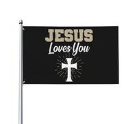 Bandiera Da Giardino Jesus Loves You Bandiere Decorative Colore Vivido Bandiera Da Cortile Durevole Garden Flag Per Feste Festival Celebrazioni 90X152CM