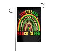 Bandiera da giardino Juneteenth Black Queen Victory Fist Rainbow Leopard 12x18 pollici, bandiere da esterno bifacciali, striscioni di benvenuto, bandiera festiva per feste, decorazione da giardino