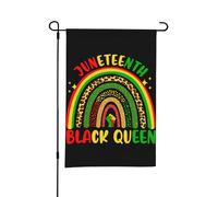Bandiera da giardino Juneteenth Black Queen Victory Fist Rainbow Leopard, piccole bandiere bifacciali per cortile, adatte per esterni o decorazioni da giardino, patio, 18x12 pollici