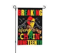 Bandiera da giardino Juneteenth Breaking Every Chain Since 1865, piccole bandiere bifacciali per cortile, adatte per esterni o decorazioni da giardino, patio, 18x12 pollici