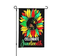 Bandiera da giardino Juneteenth con girasoli, donne nere africane, piccole bandiere bifacciali per cortile, adatte per esterni o per decorazioni da giardino, patio, 18x12 pollici