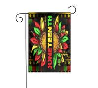 Bandiera da giardino Juneteenth Girasole Mese della storia dei neri 12x18 pollici Bandiere da esterno bifacciali Striscioni di benvenuto Bandiera festiva per feste Decorazione da giardino