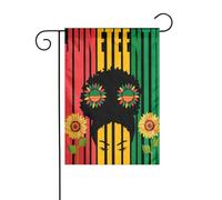 Bandiera da giardino Juneteenth, mese della storia dei neri, con donna girasole, 12x18 pollici, bandiere da esterno bifacciali, striscioni di benvenuto, bandiera festiva per feste, decorazione da gia