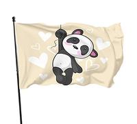Bandiera da giardino Kawaii Panda 0,9 x 1,5 m, simpatico orso bianco nero panda beaer decorazione esterna portico bandiera da giardino banner con occhielli