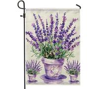 Bandiera Da Giardino Lavender Cottage Core Flower Natural Botanical Elegant Spring Purple Bandiere Decorative Verticale Garden Flag Durevole Bandiera Da Cortile Per Celebrazioni Feste 30X45CM