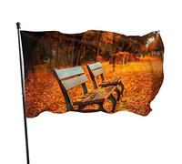 Bandiera da giardino Le foglie cadute caddero sulla panchina.Webp Yard House Decorazione esterna Bandiere Bandiere per prato patio 3x5 Ft