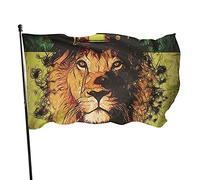 Bandiera da Giardino Leone Testa di Re Bandiera Etiope Bandiera Poliestere con 2 Occhielli in Ottone Banner Colore Vivido e Resistente allo sbiadimento Bandiera da Giardino per Interni Decorazione Dom