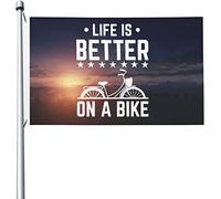 Bandiera Da Giardino Life Is Better On A Bicycle Bandieradacortile Antivento Bandiere Decorative Colore Vivido Bandierada Balcone Per Esterno Festival Celebrazioni 90X152CM