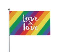 Bandiera Da Giardino Love Is Love - Rainbow Pride And Equality Bandiere Decorative Lavabile Bandiera Da Cortile Premium Garden Flag Per Celebrazioni Esterno Festival 90X152CM