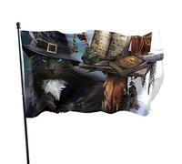 Bandiera da Giardino Magico Gatto Nero Cappello da Strega Halloween Cortile Casa Decorazione Esterna Bandiere Striscioni per Patio Prato 3x5 Ft