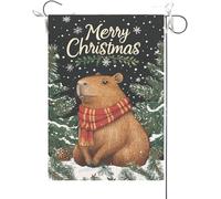Bandiera Da Giardino Merry Christmas Capybara Christmas Snowflake,Tree Bandiera Da Cortile Premium Bandiere Decorative Durevole Garden Flag Per Celebrazioni Festival Feste 30X45CM