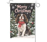 Bandiera Da Giardino Merry Christmas English Springer Spaniel Christmas Snowflake,Tree Bandiera Da Cortile Durevole Bandiere Decorative Premium Bandiera Verticale Per Esterno 30X45CM