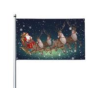 Bandiera Da Giardino Merry Christmas Santa Claus And Elk Bandiera Da Cortile Gran Bandiera Dell'Individualità Per Camion, Giardino, Feste, 90X150cm