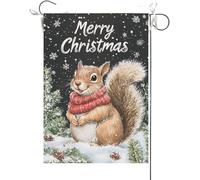 Bandiera Da Giardino Merry Christmas Squirrel Christmas Snowflake,Tree Bandiera Verticale Antivento Bandiere Decorative Colore Vivido Garden Flag Per Celebrazioni Esterno Feste 30X45CM