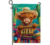 Bandiera da giardino messicana brillante a forma di mucca delle Highlands, bandiera colorata per decorazione per feste, bandiera da giardino a doppia faccia, decorazione per esterni della casa, 30,5 x
