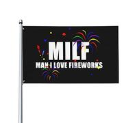 Bandiera Da Giardino Milf Man I Love Fireworks Garden Flag Lavabile Bandiera Da Cortile Antivento Bandiere Decorative Per Esterno Festival Feste 90X152CM