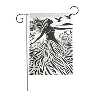 Bandiera da giardino minimalista astratta bianca nera 30 x 45 cm verticale su entrambi i lati per fattoria vacanze decorazioni esterne bandiera cortile