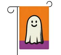 Bandiera da giardino minimalista con fantasmi sorridenti e graziosi, in iuta su entrambi i lati, 30,5 x 45,7 cm