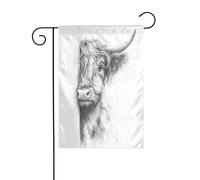 Bandiera da giardino minimalista con mucca delle Highland che sbircia 30 x 45 cm verticale su entrambi i lati per fattoria vacanze decorazioni esterne bandiera cortile