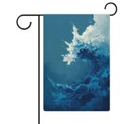 Bandiera da giardino minimalista con sfumature blu ondulate, in iuta su entrambi i lati, 30,5 x 45,7 cm