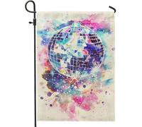 Bandiera da giardino moderna astratta a forma di palla da discoteca, bandiera colorata ad acquerello per feste, decorazione da giardino su entrambi i lati, decorazione per il prato all'aperto