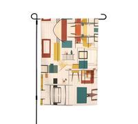 Bandiera da giardino moderna di metà secolo su entrambi i lati, 30,5 x 45,7 cm, decorazione da cortile per esterni, stampa all-over, striscione decorativo stagionale per patio prato